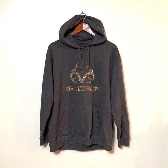 Realtree Other - Realtree Mens Fleece Hoodie XL Gray Camouflage Logo Pullover Sweatshirt